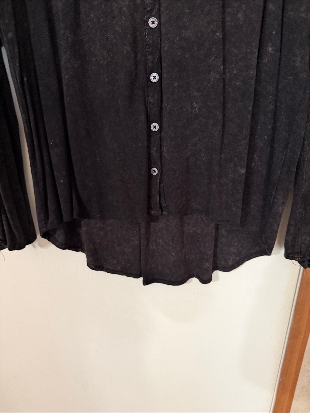 Umgee Washed Black Ruffle Button-Front Blouse - Picture 4 of 6